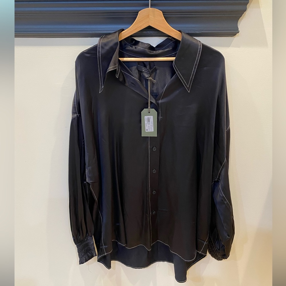 All Saints Charli Shirt, black, size US12. NWT.
